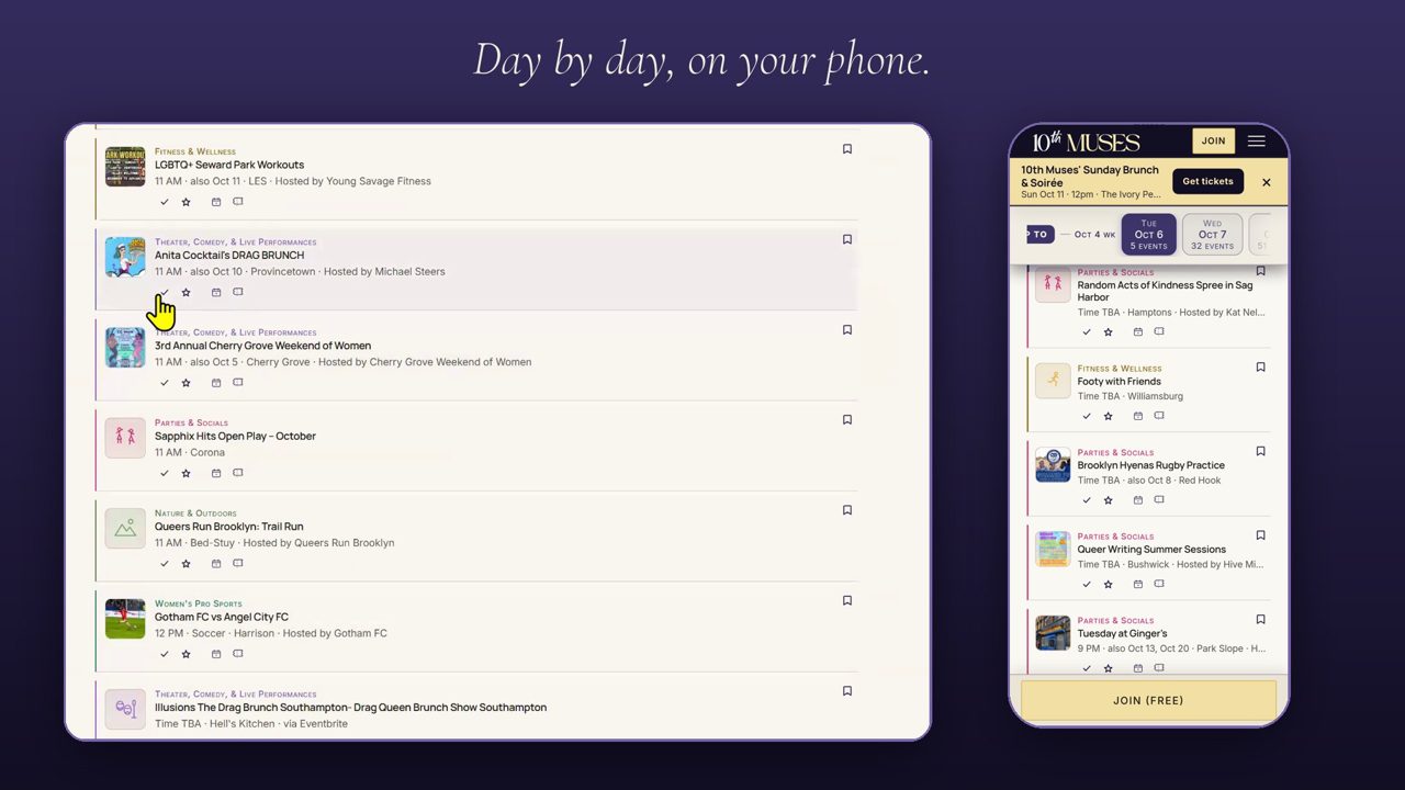 The mobile view she says most members use, beside the desktop.